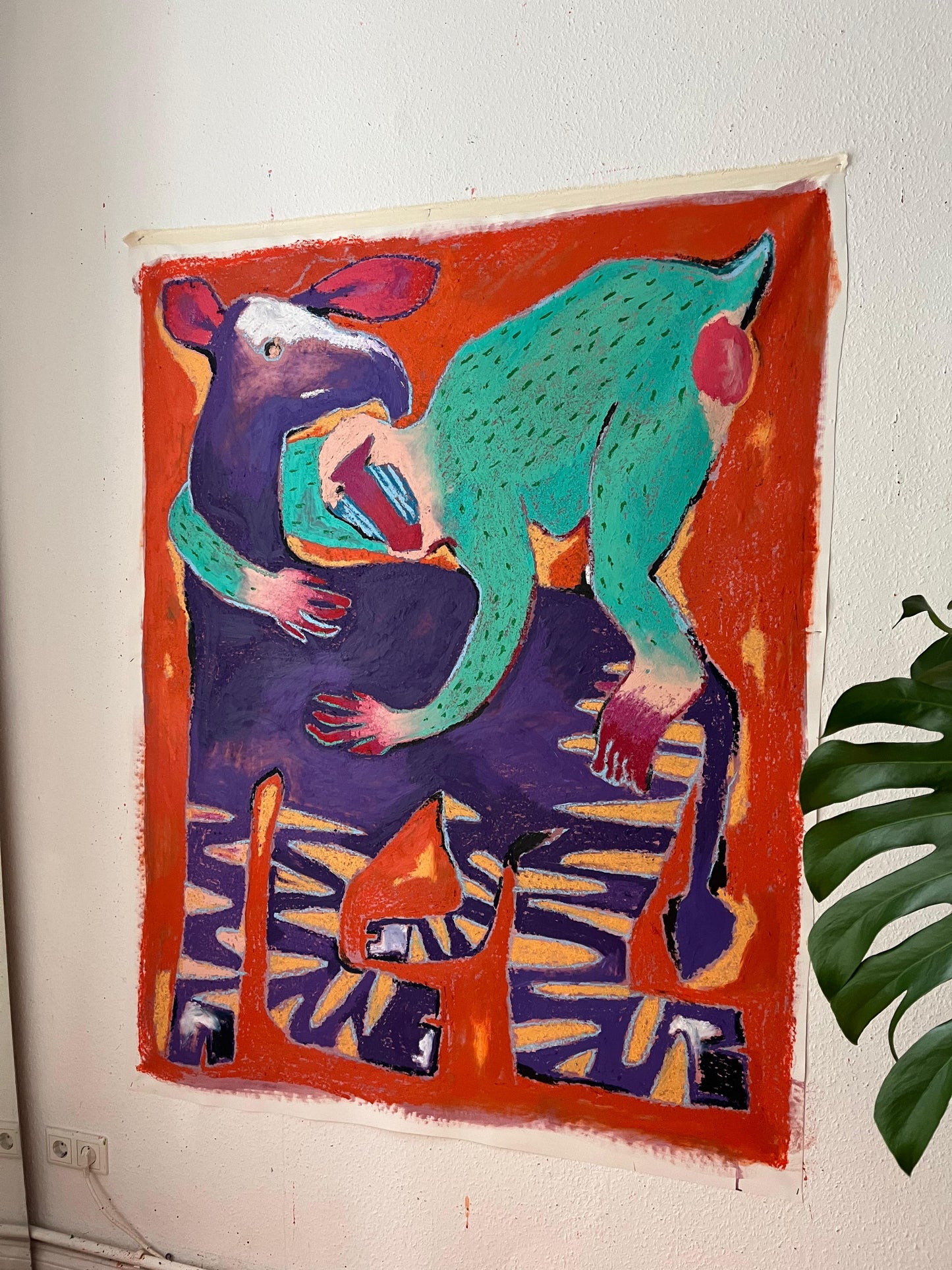 Okapi with baboon - Original without frame
