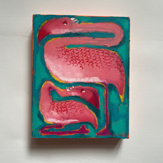 Two large pink birds - Original